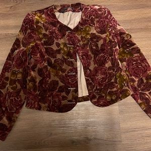 Vintage Laura Ashley Cropped Velvet Jacket Cover Buttons Sz 6